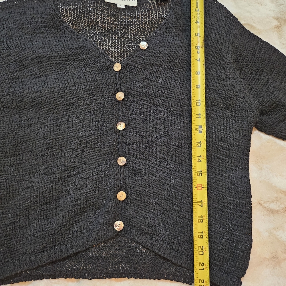 Vintage Marisa Christina Nitted Button-up Shirt Sz L - Picture 5 of 5